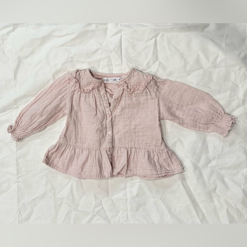Zara Pink Ruffled Blouse